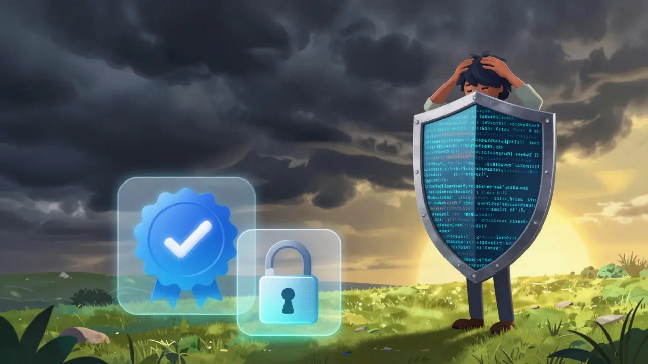 Digital shield protecting person from migraine storm clouds