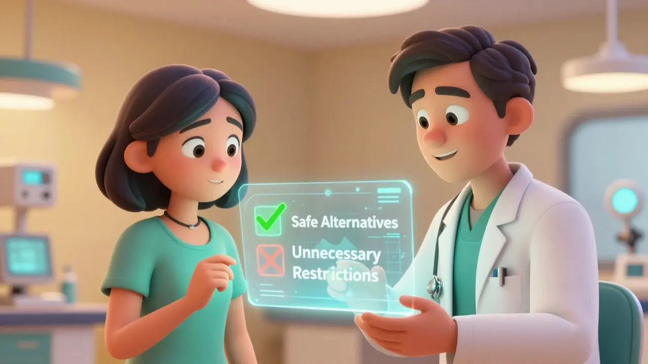 Patient and specialist reviewing safe medication options