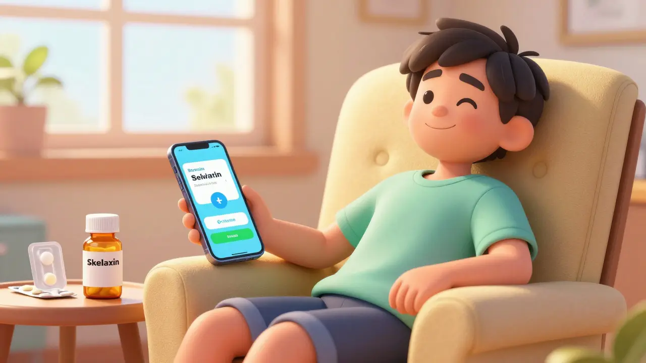 Relieved patient relaxing with secure medicine delivery package