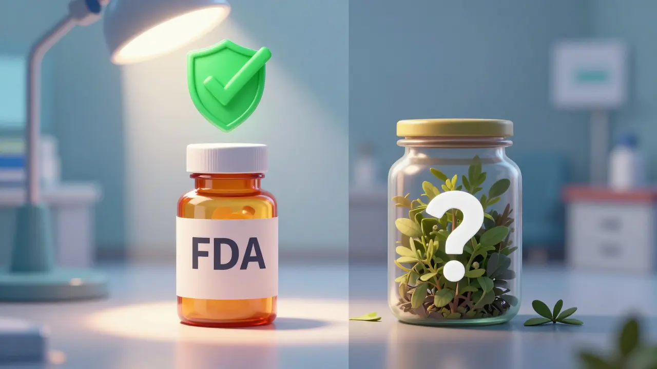 Comparison of regulated medicine vs unregulated herbal supplements