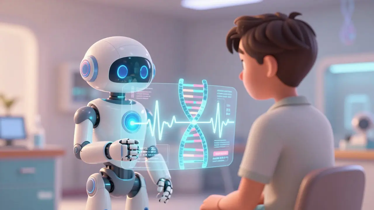 Robot assistant showing personalized DNA-based blood pressure target