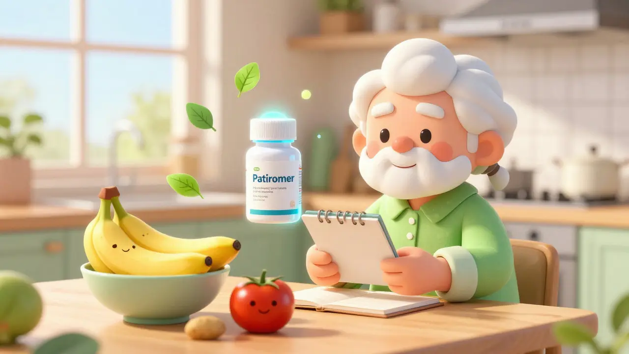 Patient preparing low-potassium meal with new binder medication