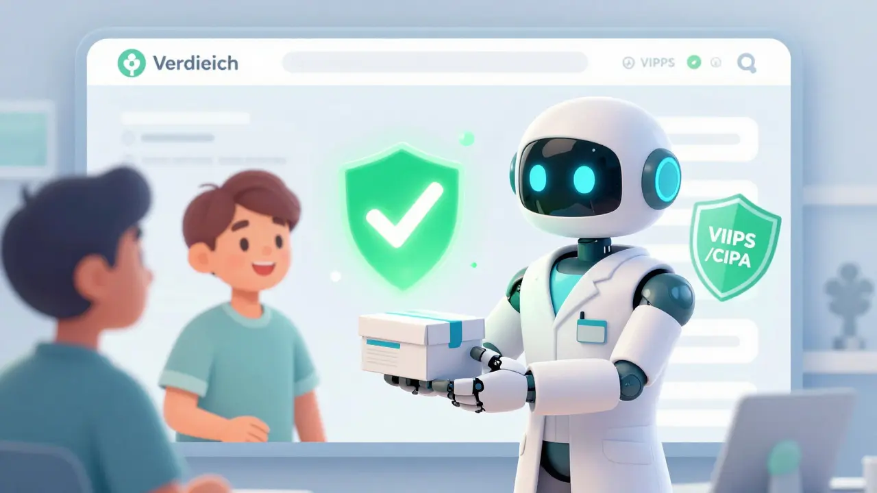 Trustworthy robot pharmacist delivering safe meds in Pixar style